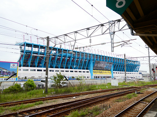 鳥栖駅から（スタジアムが見えている）